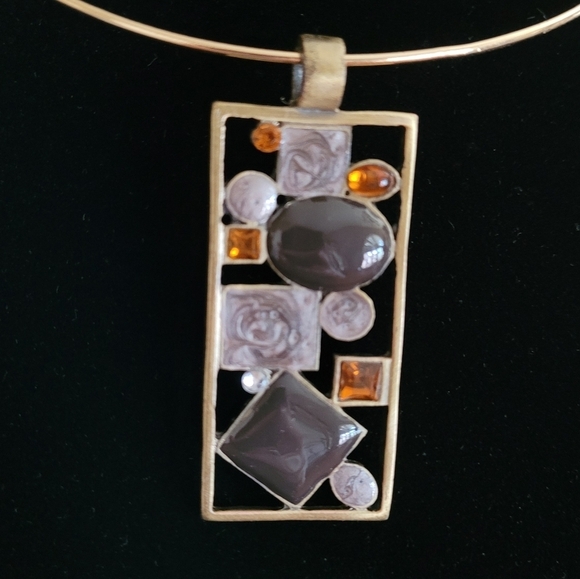 Vintage - 1970's Solid Brass and Stone Chocker - Picture 2 of 3